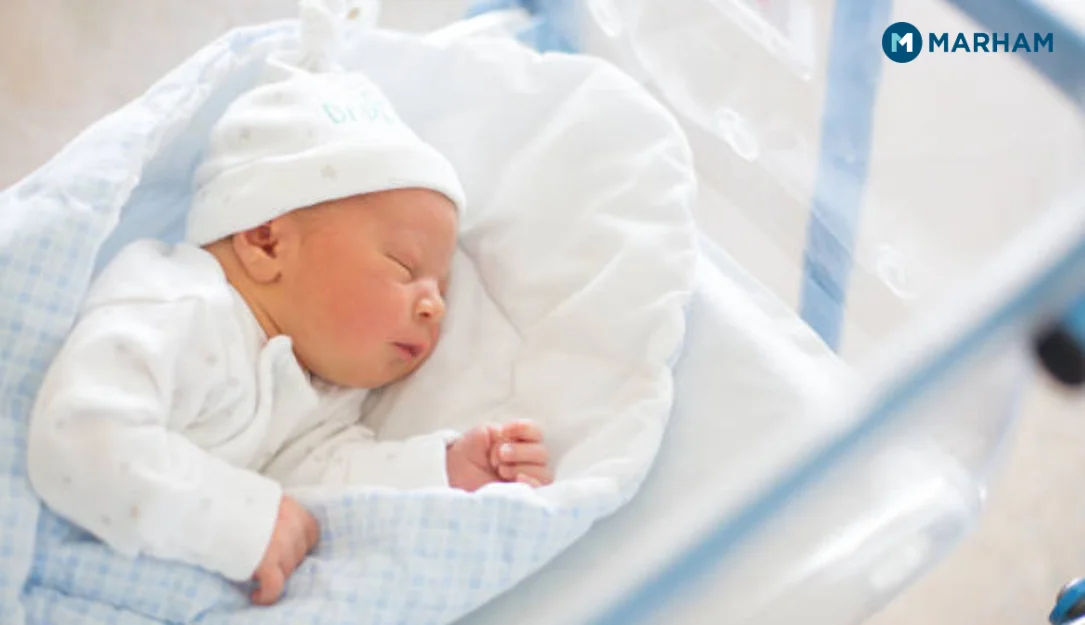 Newborn baby born after 40 weeks of pregnancy tracked with a pregnancy calculator week by week